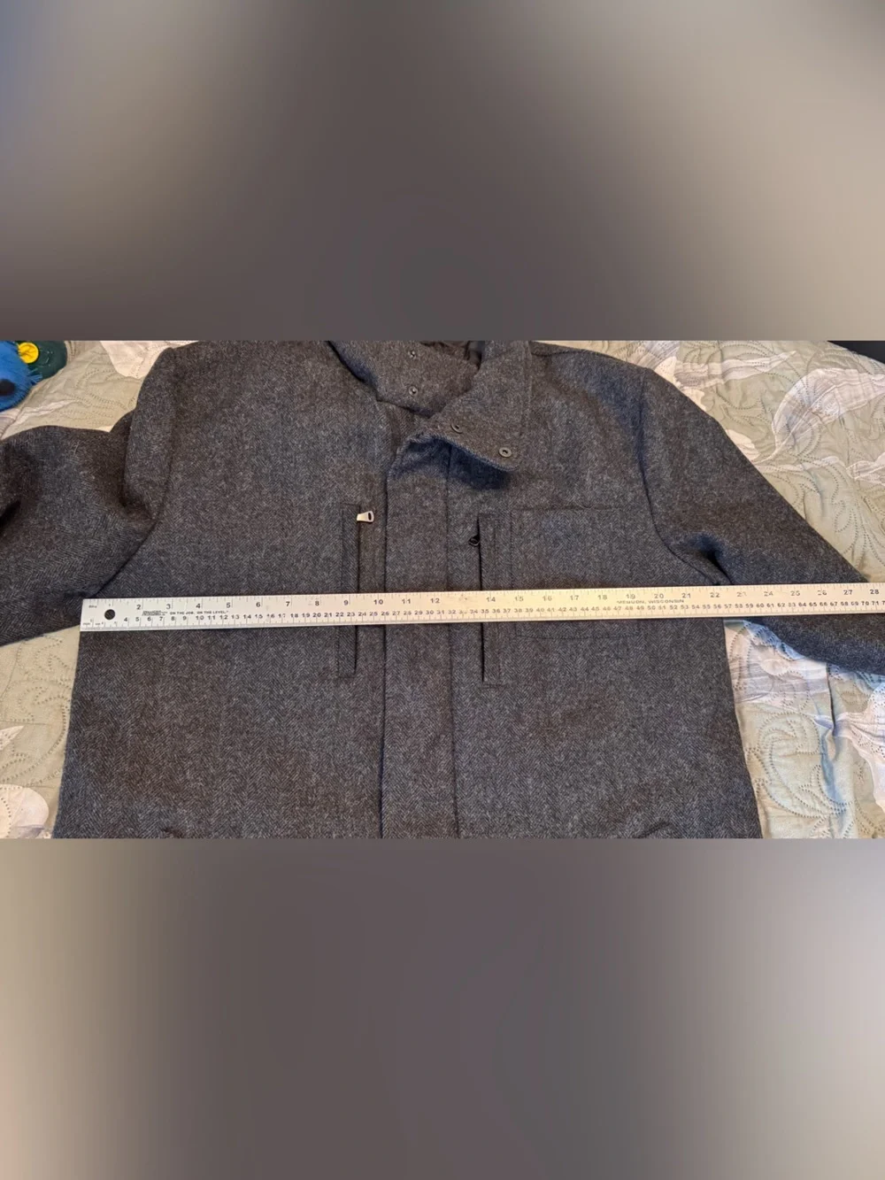Zara Men's Dark Charcoal Wool Pea Coat - Picture 7 of 12